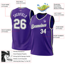 Laden Sie das Bild in den Galerie-Viewer, Custom Purple White-Black Authentic Throwback Basketball Jersey
