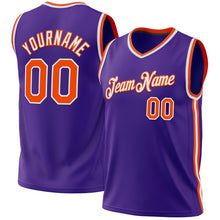 Laden Sie das Bild in den Galerie-Viewer, Custom Purple Orange-White Authentic Throwback Basketball Jersey

