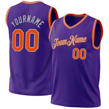 Load image into Gallery viewer, Custom Purple Orange-Gray Authentic Throwback Basketball Jersey
