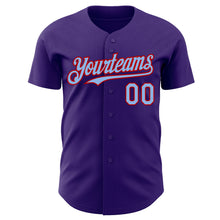 Load image into Gallery viewer, Custom Purple Light Blue-Red Authentic Baseball Jersey
