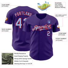 Load image into Gallery viewer, Custom Purple Light Blue-Red Authentic Baseball Jersey
