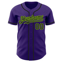 Laden Sie das Bild in den Galerie-Viewer, Custom Purple Black-Neon Green Authentic Baseball Jersey
