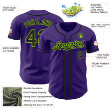 Laden Sie das Bild in den Galerie-Viewer, Custom Purple Black-Neon Green Authentic Baseball Jersey
