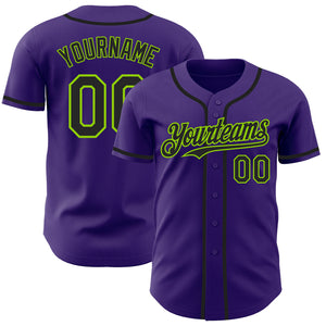 Custom Purple Black-Neon Green Authentic Baseball Jersey