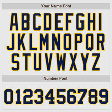 Load image into Gallery viewer, Custom White Navy Pinstripe Navy-Gold Authentic Raglan Sleeves Baseball Jersey

