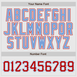 Custom White Red Pinstripe Red-Light Blue Authentic Raglan Sleeves Baseball Jersey