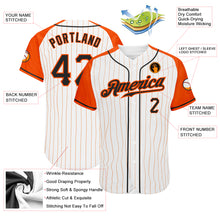 Load image into Gallery viewer, Custom White Orange Pinstripe Black-Orange Authentic Raglan Sleeves Baseball Jersey

