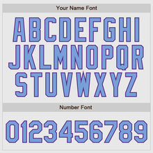 Load image into Gallery viewer, Custom White Purple Pinstripe Light Blue-Purple Authentic Raglan Sleeves Baseball Jersey
