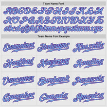 Load image into Gallery viewer, Custom White Purple Pinstripe Light Blue-Purple Authentic Raglan Sleeves Baseball Jersey
