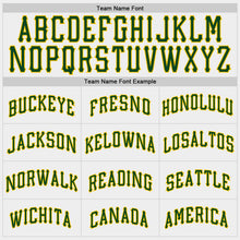 Load image into Gallery viewer, Custom White Green Pinstripe Green-Gold Authentic Raglan Sleeves Baseball Jersey
