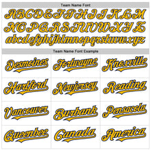Load image into Gallery viewer, Custom White Gold-Navy Authentic Raglan Sleeves Baseball Jersey
