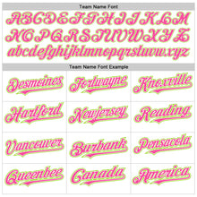 Load image into Gallery viewer, Custom White Neon Green-Pink Authentic Raglan Sleeves Baseball Jersey
