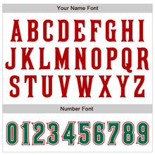 Load image into Gallery viewer, Custom White Kelly Green-Red Authentic Raglan Sleeves Baseball Jersey
