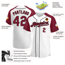 Load image into Gallery viewer, Custom White Crimson-Black Authentic Raglan Sleeves Baseball Jersey
