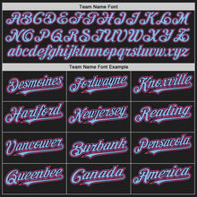 Load image into Gallery viewer, Custom Black Pink-Light Blue Authentic Raglan Sleeves Baseball Jersey
