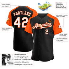 Laden Sie das Bild in den Galerie-Viewer, Custom Black White-Orange Authentic Raglan Sleeves Baseball Jersey
