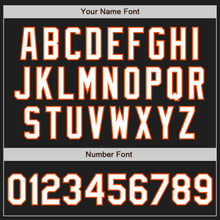 Laden Sie das Bild in den Galerie-Viewer, Custom Black White-Orange Authentic Raglan Sleeves Baseball Jersey
