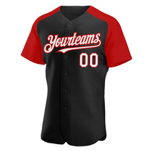 Загрузить изображение в средство просмотра галереи, Custom Black White-Red Authentic Raglan Sleeves Baseball Jersey
