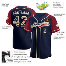 Load image into Gallery viewer, Custom Navy Vintage USA Flag Crimson-Cream Authentic Raglan Sleeves Baseball Jersey
