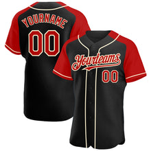Load image into Gallery viewer, Custom Black Red-Cream Authentic Raglan Sleeves Baseball Jersey
