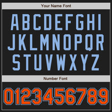 Load image into Gallery viewer, Custom Black Orange-Light Blue Authentic Raglan Sleeves Baseball Jersey
