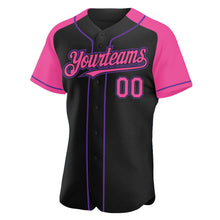 Load image into Gallery viewer, Custom Black Pink-Purple Authentic Raglan Sleeves Baseball Jersey
