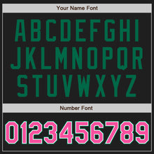 Load image into Gallery viewer, Custom Black Pink-Kelly Green Authentic Raglan Sleeves Baseball Jersey
