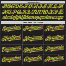 Load image into Gallery viewer, Custom Black Pink-Neon Green Authentic Raglan Sleeves Baseball Jersey

