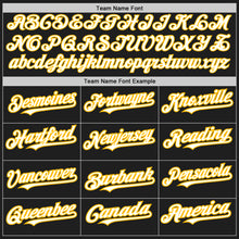 Load image into Gallery viewer, Custom Black White-Gold Authentic Raglan Sleeves Baseball Jersey

