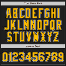 Load image into Gallery viewer, Custom Black Gold-Gray Authentic Raglan Sleeves Baseball Jersey
