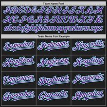 Load image into Gallery viewer, Custom Black Purple-Teal Authentic Raglan Sleeves Baseball Jersey
