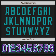 Load image into Gallery viewer, Custom Black Purple-Teal Authentic Raglan Sleeves Baseball Jersey
