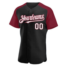 Load image into Gallery viewer, Custom Black White-Crimson Authentic Raglan Sleeves Baseball Jersey
