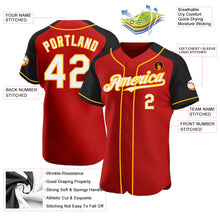 Load image into Gallery viewer, Custom Red White Black-Gold Authentic Raglan Sleeves Baseball Jersey
