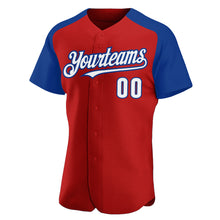 Load image into Gallery viewer, Custom Red White-Royal Authentic Raglan Sleeves Baseball Jersey
