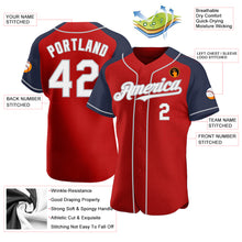 Load image into Gallery viewer, Custom Red White Navy-Gray Authentic Raglan Sleeves Baseball Jersey
