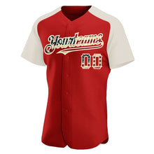 Load image into Gallery viewer, Custom Red Vintage USA Flag-Cream Authentic Raglan Sleeves Baseball Jersey
