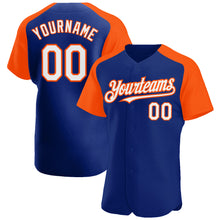 Charger l&#39;image dans la galerie, Custom Royal White-Orange Authentic Raglan Sleeves Baseball Jersey
