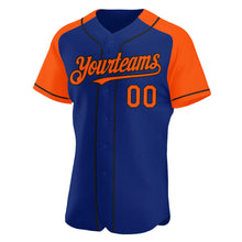 Laden Sie das Bild in den Galerie-Viewer, Custom Royal Orange-Black Authentic Raglan Sleeves Baseball Jersey
