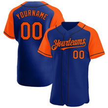 Laden Sie das Bild in den Galerie-Viewer, Custom Royal Orange-Black Authentic Raglan Sleeves Baseball Jersey
