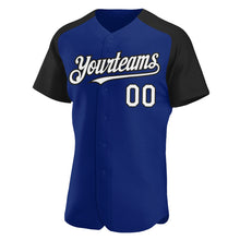Laden Sie das Bild in den Galerie-Viewer, Custom Royal White-Black Authentic Raglan Sleeves Baseball Jersey
