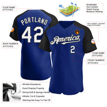 Laden Sie das Bild in den Galerie-Viewer, Custom Royal White-Black Authentic Raglan Sleeves Baseball Jersey
