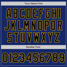 Load image into Gallery viewer, Custom Royal Black-Gold Authentic Raglan Sleeves Baseball Jersey
