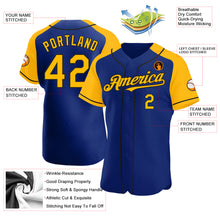 Laden Sie das Bild in den Galerie-Viewer, Custom Royal Gold-Black Authentic Raglan Sleeves Baseball Jersey
