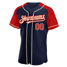 Load image into Gallery viewer, Custom Navy Red-Cream Authentic Raglan Sleeves Baseball Jersey
