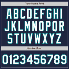 Load image into Gallery viewer, Custom Navy White-Teal Authentic Raglan Sleeves Baseball Jersey
