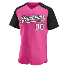 Load image into Gallery viewer, Custom Pink White-Black Authentic Raglan Sleeves Baseball Jersey
