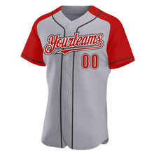 Load image into Gallery viewer, Custom Gray Red-Black Authentic Raglan Sleeves Baseball Jersey
