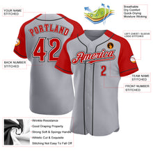 Load image into Gallery viewer, Custom Gray Red-Black Authentic Raglan Sleeves Baseball Jersey
