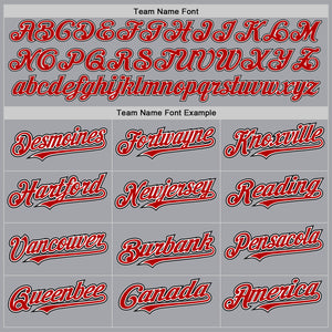 Custom Gray Red-Black Authentic Raglan Sleeves Baseball Jersey